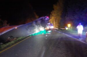 Photo of jackknife truck crash